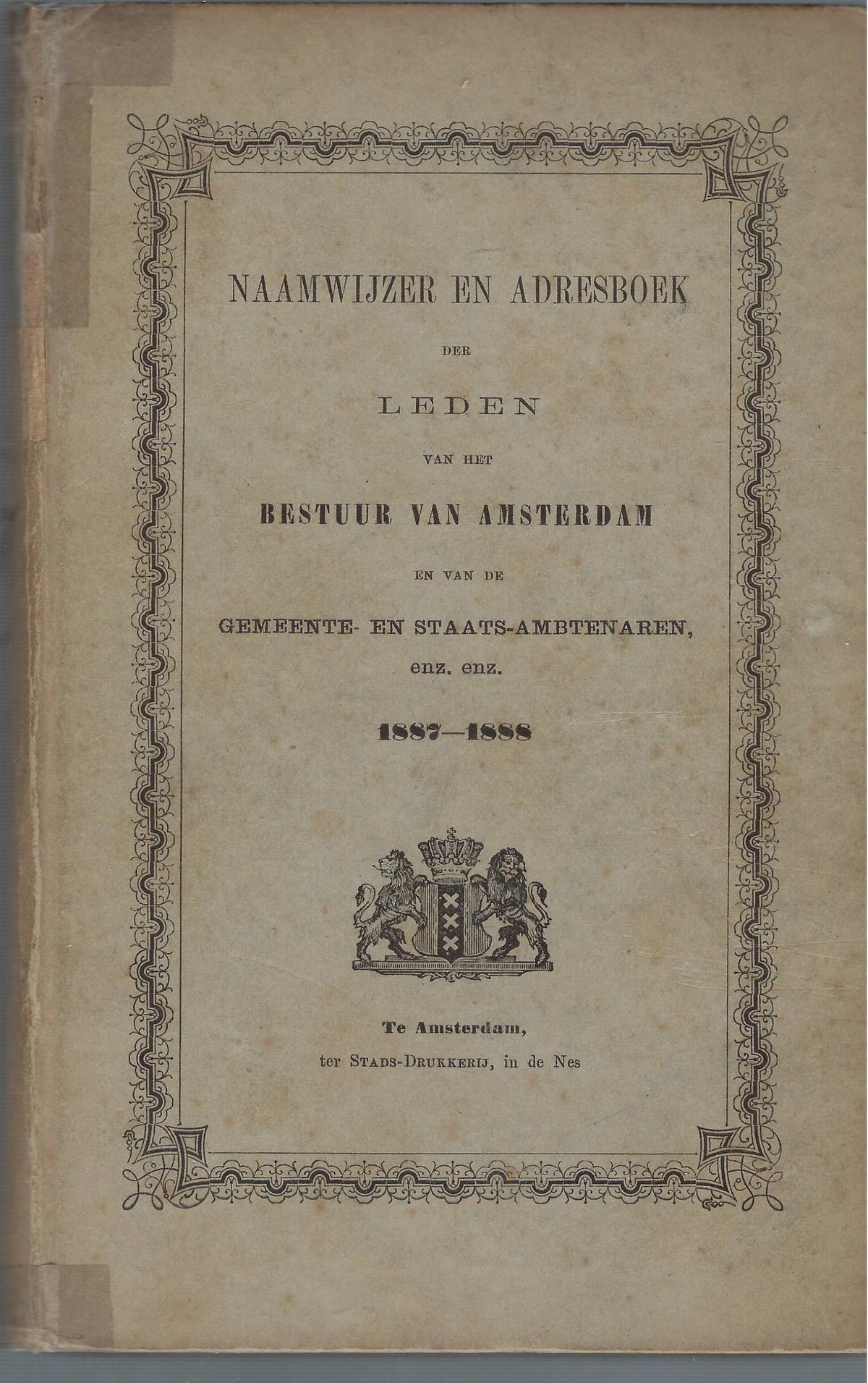 Omslag van Naamwijzer en adresboek der leden van het bestuur van Amsterdam, tweedehands boek bij Boekhandel Bloks