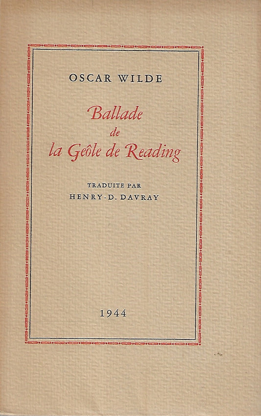 Omslag van Ballade de la Geôle de Reading (Genummerd 102/150), tweedehands boek bij Boekhandel Bloks