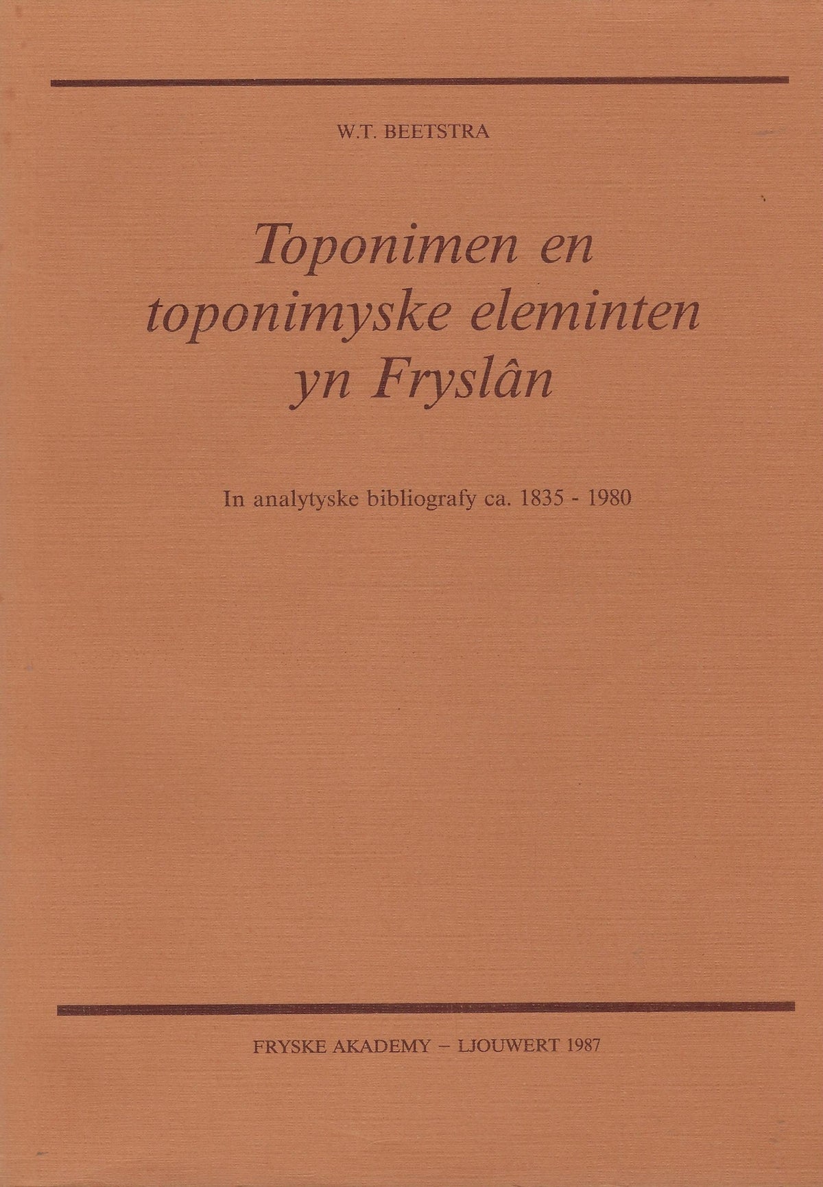 Omslag van Toponimen toponimyske eleminten yn fryslan, tweedehands boek bij Boekhandel Bloks