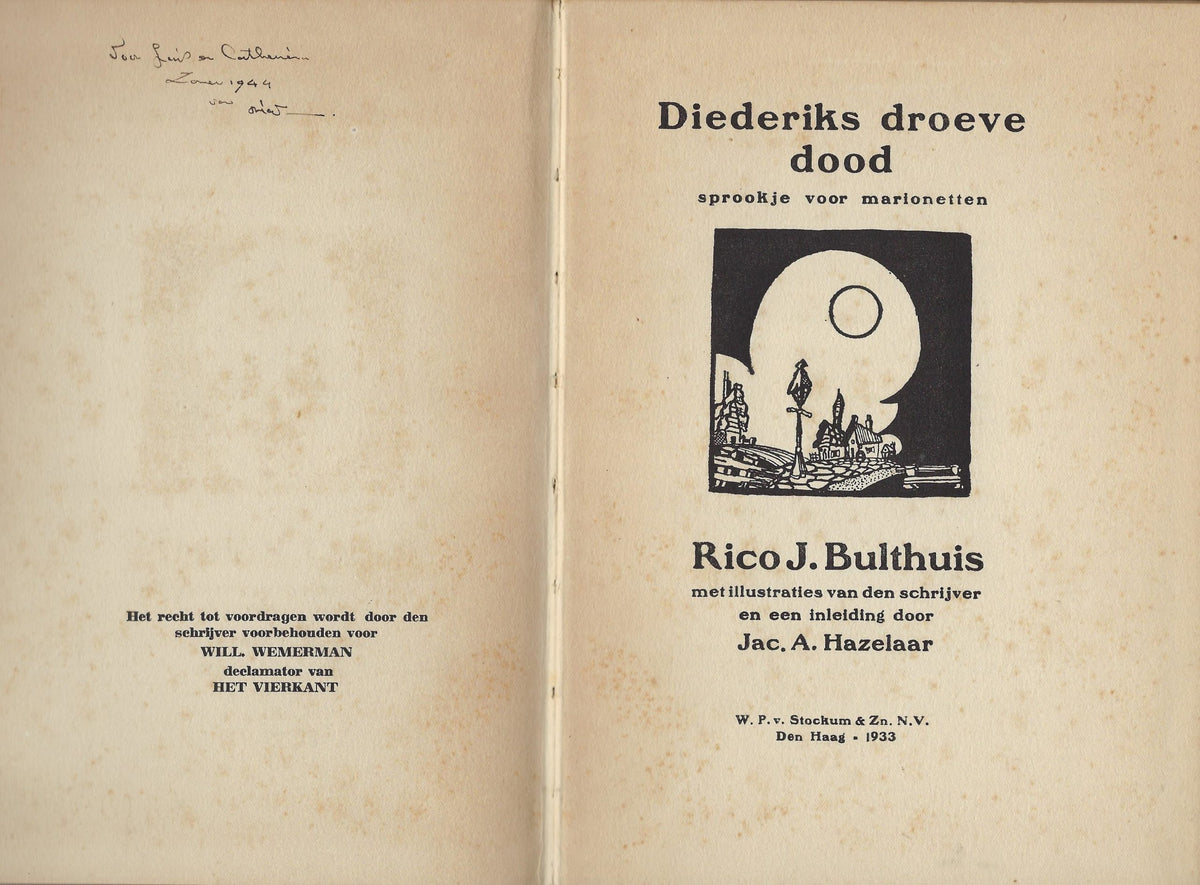 Omslag van Diederiks droeve dood. Sprookje voor marionetten., tweedehands boek bij Boekhandel Bloks