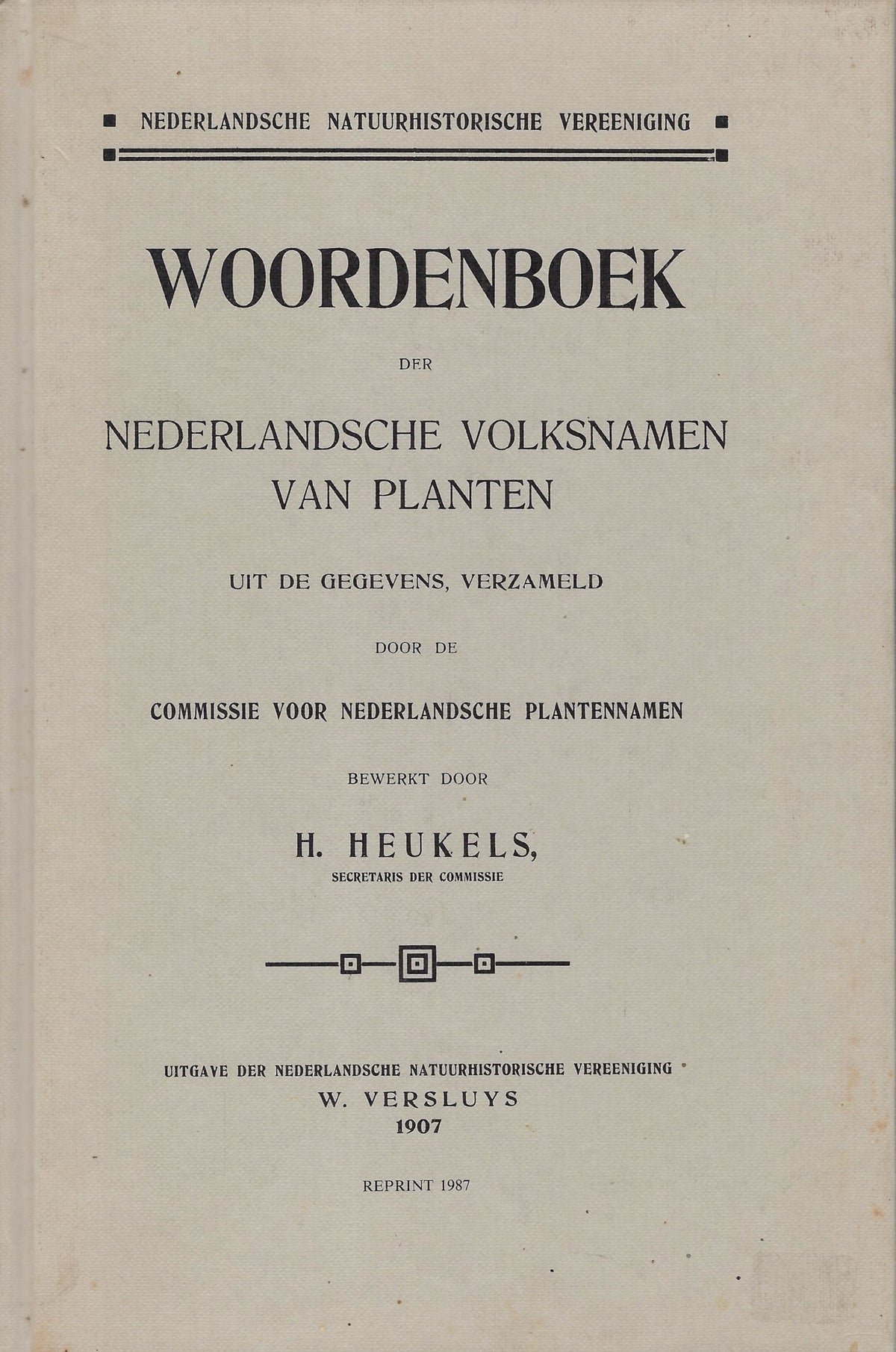 Omslag van Woordenboek der Nederlandsche volksnamen van planten, tweedehands boek bij Boekhandel Bloks