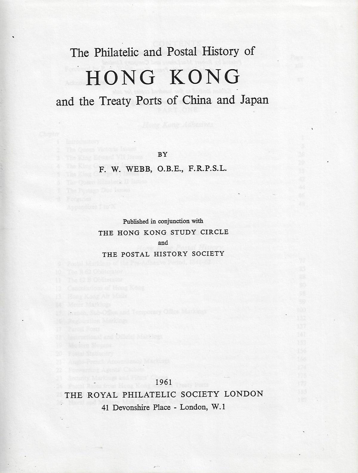 Omslag van the philatelic and postal history of Hong Kong and the treaty ports of china and japan, tweedehands boek bij Boekhandel Bloks