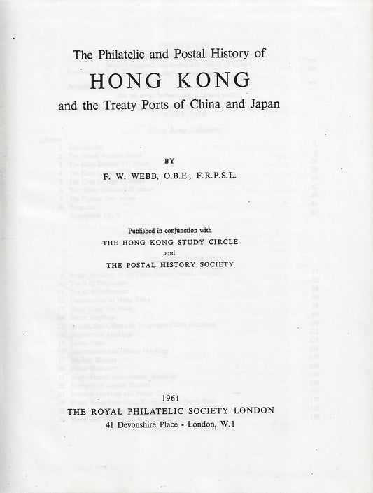 Omslag van the philatelic and postal history of Hong Kong and the treaty ports of china and japan, tweedehands boek bij Boekhandel Bloks