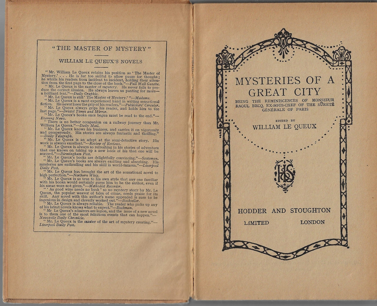 Omslag van Mysteries of a great city, tweedehands boek bij Boekhandel Bloks