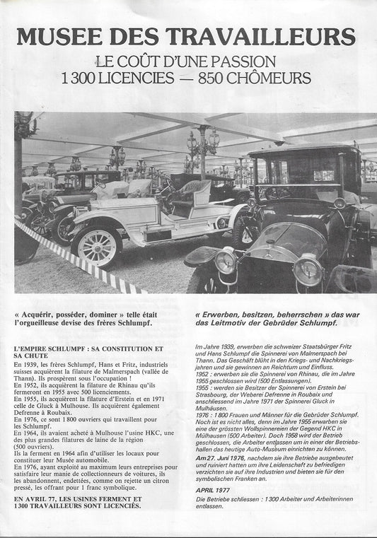 Omslag van Musee des travailleurs FR/DE Bugatti / Schlumpf, tweedehands boek bij Boekhandel Bloks